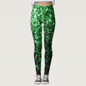 Donkergroene faux glitter sparken leggings (Voorkant)