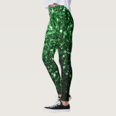 Donkergroene faux glitter sparken leggings (Links)