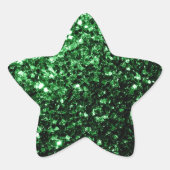 Donkergroene faux glitter sparken ster sticker (Voorkant)