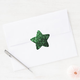 Donkergroene faux glitter sparken ster sticker