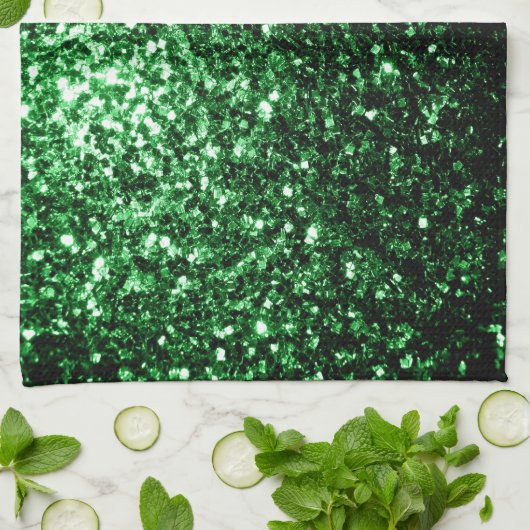 Donkergroene faux glitter sparken theedoek (Gevouwen)