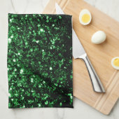 Donkergroene faux glitter sparken theedoek (Quarter Fold)