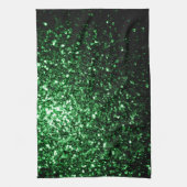 Donkergroene faux glitter sparken theedoek (Verticaal)