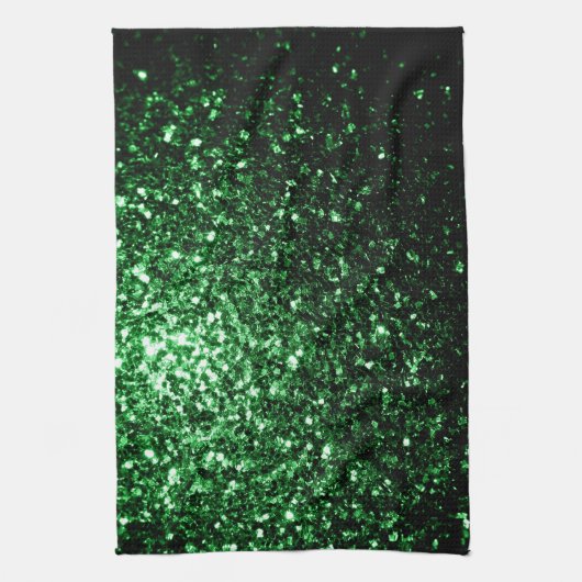 Donkergroene faux glitter sparken theedoek (Verticaal)