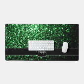Donkergroene faux glitter sparkles Monogram Bureaumat (Keyboard & Muis)
