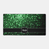 Donkergroene faux glitter sparkles Monogram Bureaumat (Voorkant)