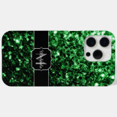 Donkergroene faux glitter sparkles Monogram Case-Mate iPhone Case (Achterkant (horizontaal))