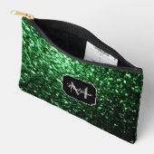 Donkergroene faux glitter sparkles Monogram Etui (Open)