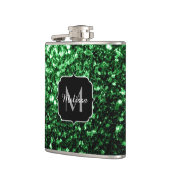 Donkergroene faux glitter sparkles Monogram Heupfles (Links)