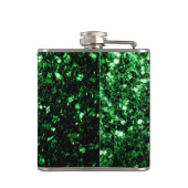 Donkergroene faux glitter sparkles Monogram Heupfles (Achterkant)