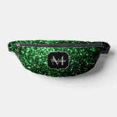 Donkergroene faux glitter sparkles Monogram Heuptasje (Liggend)