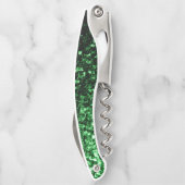 Donkergroene faux glitter sparkles Monogram Kurkentrekker (Achterkant)