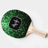 Donkergroene faux glitter sparkles Monogram Tafeltennisbatje (Zijkant)