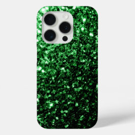 Donkergroene faux glitter sprankelt bling iPhone 15 pro case