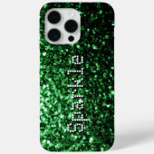 Donkergroene faux glitters sprankelen Jouw tekst Case-Mate iPhone Case (Achterkant)
