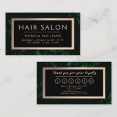 Donkergroene faux marmer texture lijst loyaliteit visitekaartje (Voorkant / Achterkant)