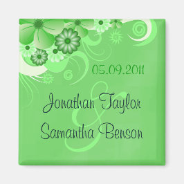 Donkergroene Floral bespaart de datum-vriendenknop Magneet