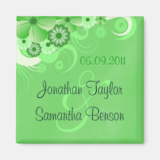 Donkergroene Floral bespaart de datum-vriendenknop Magneet