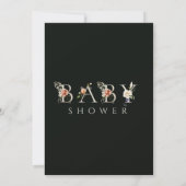 Donkergroene Floral Botanical Letter Boy Baby show Kaart (Achterkant)