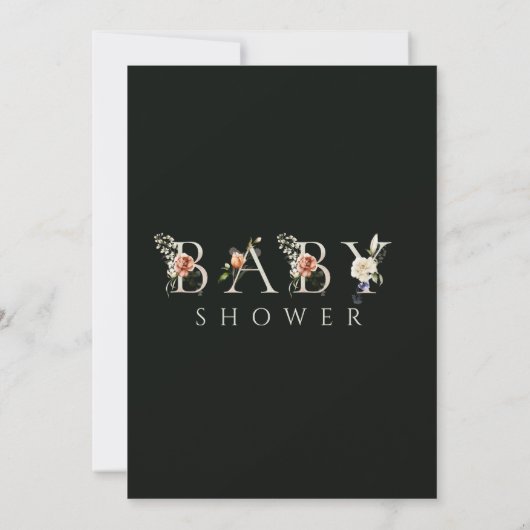 Donkergroene Floral Botanical Letter Boy Baby show Kaart (Achterkant)