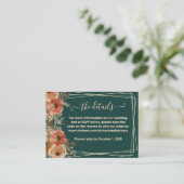 Donkergroene Floral Wedding Website - QR Informatiekaartje (Staand voorkant)