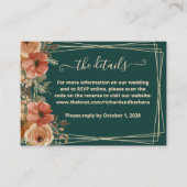 Donkergroene Floral Wedding Website - QR Informatiekaartje (Voorkant)