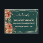 Donkergroene Floral Wedding Website - QR Informatiekaartje<br><div class="desc">Deze mooie waterverf Enclosure Kaart heeft een donkergroene achtergrond met beige en verbrande oranje bloemen omgeven door groen en gouden lijst. De aanraking van kalligrafie is een perfecte aanvulling op de mooie bloemen. Heeft links en een QR-code voor uw trouwwebsite en alle vereiste informatie. Een mooie ontwerpkeuze om de toon...</div>