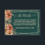 Donkergroene Floral Wedding Website - QR Informatiekaartje<br><div class="desc">Deze mooie waterverf Enclosure Kaart heeft een donkergroene achtergrond met beige en verbrande oranje bloemen omgeven door groen en gouden lijst. De aanraking van kalligrafie is een perfecte aanvulling op de mooie bloemen. Heeft links en een QR-code voor uw trouwwebsite en alle vereiste informatie. Een mooie ontwerpkeuze om de toon...</div>