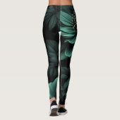 Donkergroene Flower Moody Leggings (Achterkant)