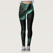 Donkergroene Flower Moody Leggings (Voorkant)