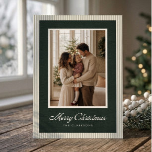 Donkergroene Fluwelen Erfstuk Kerst Fotokaart Kaart