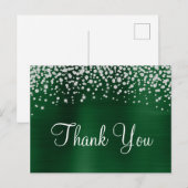 Donkergroene Folie Diamond Confetti Dank u Briefkaart (Voorkant / Achterkant)