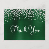 Donkergroene Folie Diamond Confetti Dank u Briefkaart (Voorkant)
