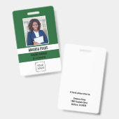 Donkergroene foto Medewerker Logo of QR CODE Bevei Badge (Front & Back)