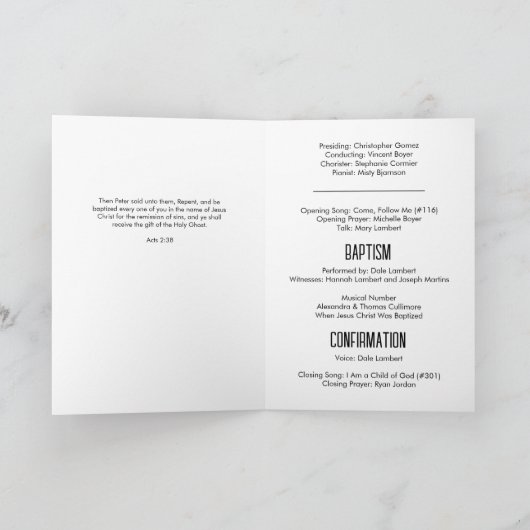 Donkergroene foto voorkant polka-dot gevouwen doop programma (Binnen)