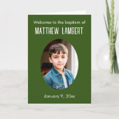 Donkergroene foto voorkant polka-dot gevouwen doop programma (Voorkant)