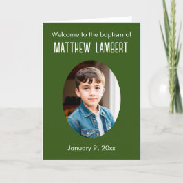 Donkergroene foto voorkant polka-dot gevouwen doop programma