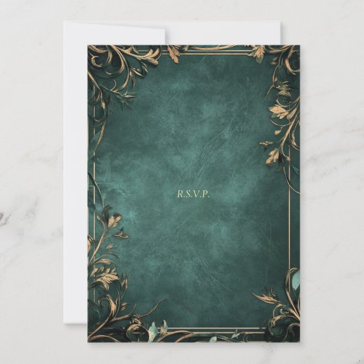 Donkergroene gemarmerde achtergrond, rustieke rand kaart (Achterkant)