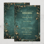 Donkergroene gemarmerde achtergrond, rustieke rand kaart (Voorkant / Achterkant)