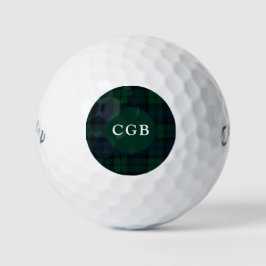 Donkergroene geruite golfhanddoek golfballen