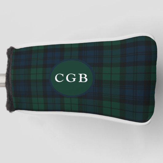 Donkergroene geruite golfterdoek golfheadcover (Voorkant)