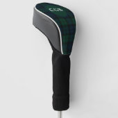 Donkergroene geruite golftowel golfheadcover (Schuin)