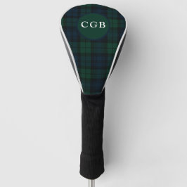 Donkergroene geruite golftowel golfheadcover