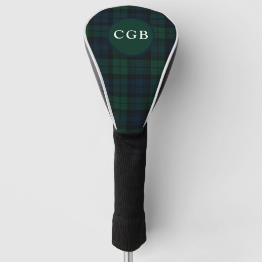 Donkergroene geruite golftowel golfheadcover (Voorkant)