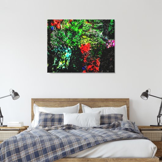 Donkergroene gestructureerde opgespannen canvaspri canvas afdruk (Insitu (Slaapkamer))