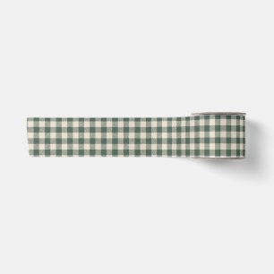 Donkergroene Gingham Buffalo Check Kerstmis Satijnen Lint