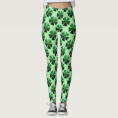 Donkergroene glitter sparren Shamrock Clover-patro Leggings (Voorkant)