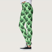 Donkergroene glitter sparren Shamrock Clover-patro Leggings (Links)