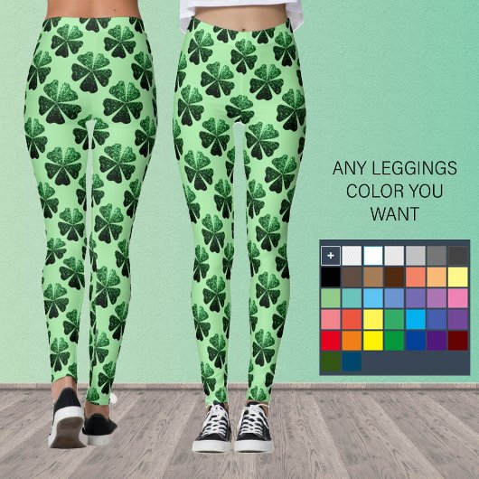 Donkergroene glitter sparren Shamrock Clover-patro Leggings