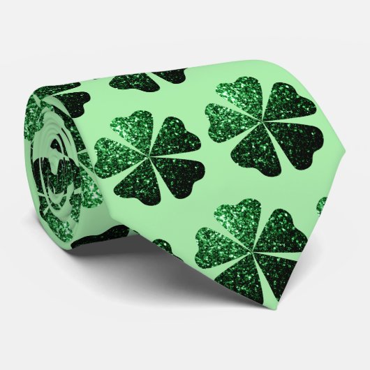 Donkergroene glitter sparren Shamrock Clover-patro Stropdas (Opgerold)